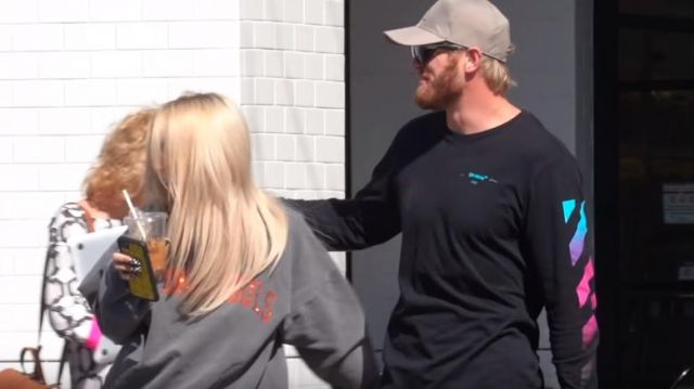 Off-White Black Di­ag Gra­di­ent T-Shirt worn by Logan Paul in the YouTube video Visiting the Dog that Killed Maverick