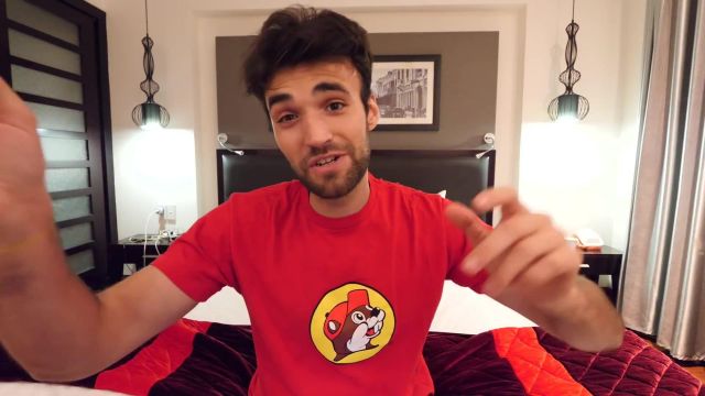 Red Cartoon Character T-Shirt worn by Bobby Briskey in the YouTube video WORLD’S CHEAPEST COUNTRY (Live Like A King)!