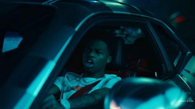 Heron preston Grey Camo T-Shirt of Roddy Ricch in the music video Roddy Ricch - The Box [Official Music Video] 