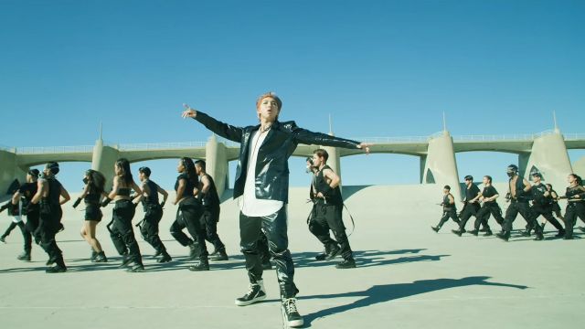 Geobas­ket high-top Sneak­ers worn by RM in the music video BTS (방탄소년단) 'ON' Kinetic Manifesto Film : Come Prima