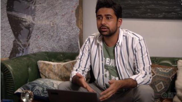 Green Tee worn by Rakesh (Suraj Sharma) in God Friended Me Season 2 Episode 15