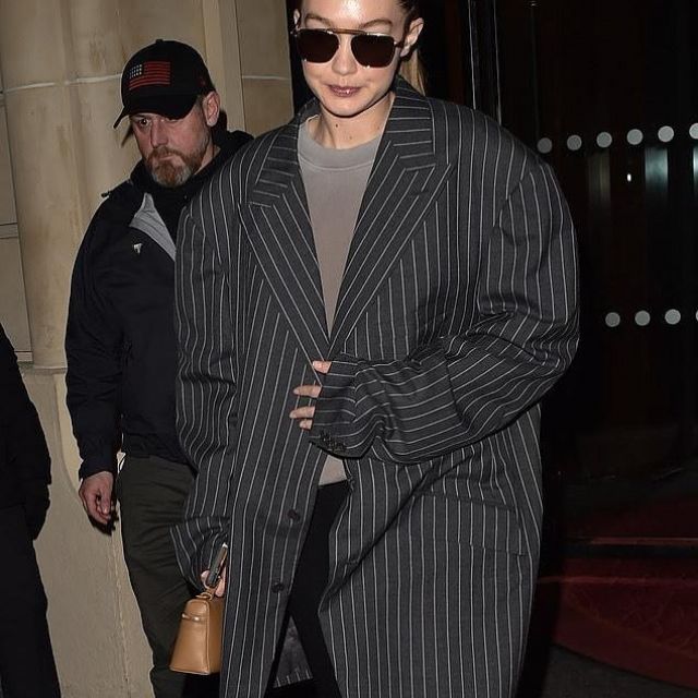 Amavii Benjamin Sunglasses worn by Jelena Noura "Gigi" Hadid Paris February 28, 2020