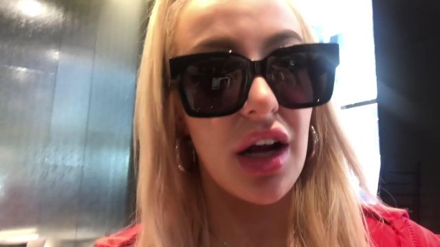 Oversized Square Sunglasses worn by Tana Mongeau in the YouTube video this is what single Tana in Miami looks like... (scary)