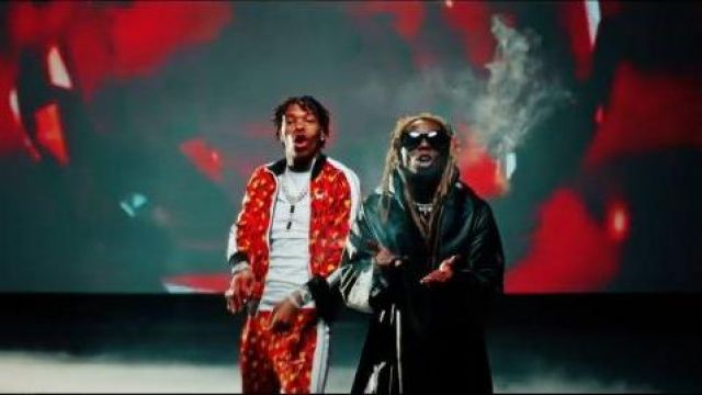 Palm angels Flame Print Track Jack­et of Lil Baby in the music video Lil Baby Feat. Lil Wayne - Forever (Official Video) 
