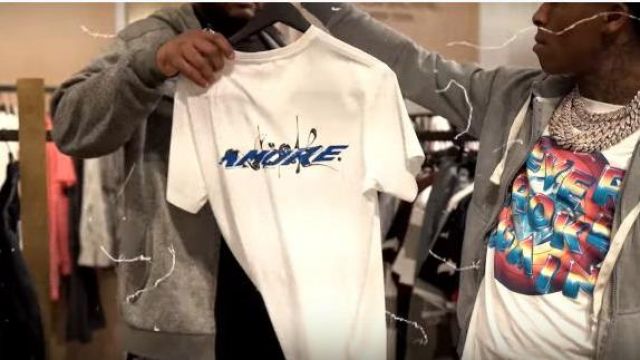 Givenchy Amore Print White T-Shirt of YoungBoy Never Broke Again in the music video YoungBoy Never Broke Again - Ten Talk [Official Music Video]