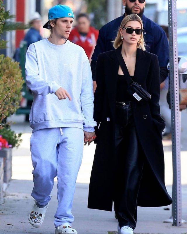 Loewe Leather Straight Leg Pants worn by Hailey Baldwin West Hollywood March 4, 2020