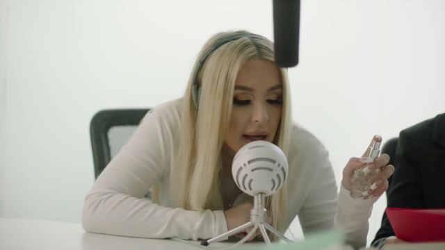 White Open Front Cardigan worn by Tana Mongeau in the YouTube video TANA by Tana: The Commercial