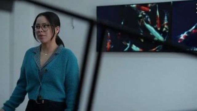 Blue Cropped Cardi­gan worn by Mariana Adams Foster (Cierra Ramirez) in Good Trouble Season 2 Episode 17