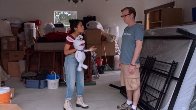 Dr. Martens White Platform Boots worn by Liza Koshy in the YouTube video S2E8: Magic Meadows - Liza on Demand