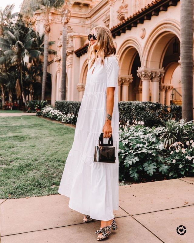 Staud White Dress of Amy Jackson on the Instagram account @fashion_jackson