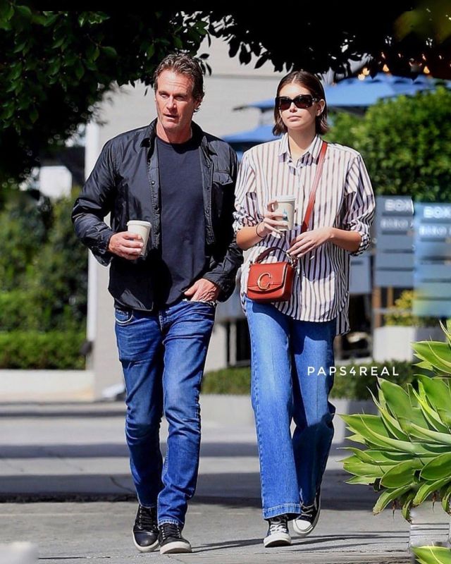 Loewe Flare Denim Trousers worn by Kaia Gerber in West Hollywood March 9, 2020