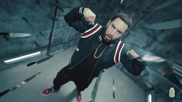 Sandro Teddy Varsity Jacket worn by Eminem in his  Godzilla music video feat. Juice WRLD