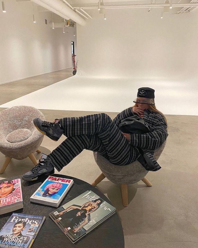 Prada Plex­i­glass Trim Hat of Kylie Jenner on the Instagram account @kyliejenner March 12, 2020