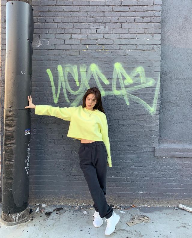 T by alexander wang Cropped Sweat-shirt de Jennie Kim sur l'Instagram account @jennierubyjane