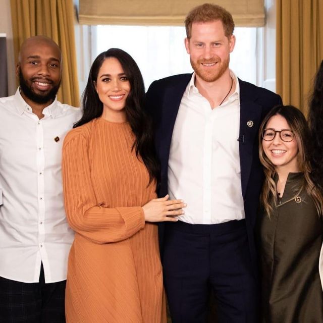 Preen by Thornton bregazzi Glen­da Asym­met­ric Pleat Dress worn by Meghan Markle Queen’s Commonwealth Trust in Conversation March 10, 2020