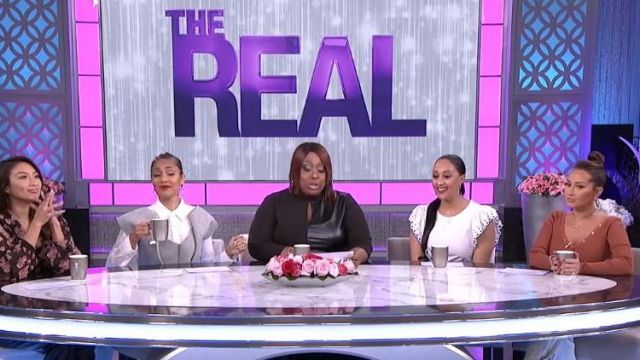 Ashley stewart Black Leather Flare Dress worn by Loni Love on The Real March 12, 2020