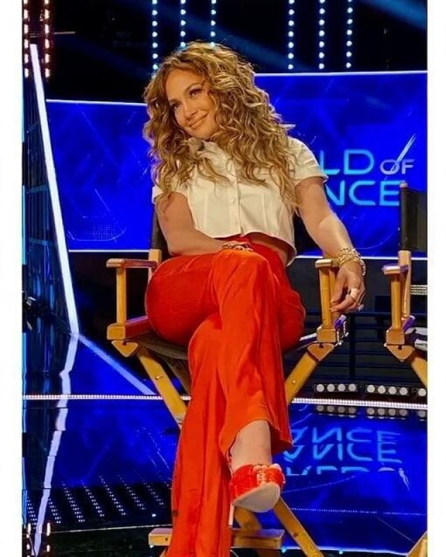 Brandon Maxwell Recadrée Haut en Coton portés par Jennifer Lopez Monde de la Danse le 12 Mars 2020