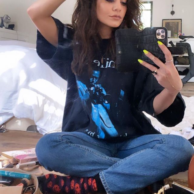 Miles Davis T-shirt worn by Vanessa Hudgens on her Instagram account @vanessahudgens