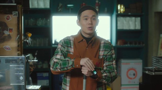 Camisa brown Flame Check usada por Choi Seung Kwon (Ryu Kyung-soo) en Itaewon Class Temporada 1 Episodio 6