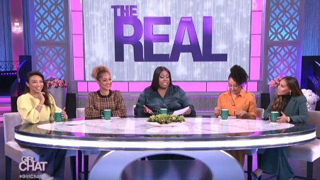 Asos Green satin dot wrap midi dress worn by Loni Love on The Real March 17, 2020
