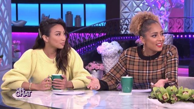 A.L.C. Green Sweater worn by Jeannie Mai in The Real March 18, 2020