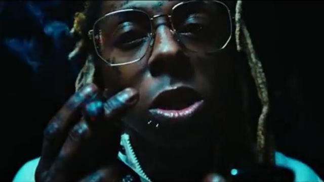 Gucci Eye­wear Rec­tan­gu­lar-frame Met­al Glass­es worn by Lil Wayne in the music video Lil Wayne - Mama Mia (Official Video)