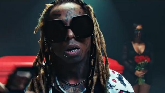Gucci Eye­wear Square Frame Sun­glass­es of Lil Wayne in the music video Lil Wayne - Mama Mia (Official Video)