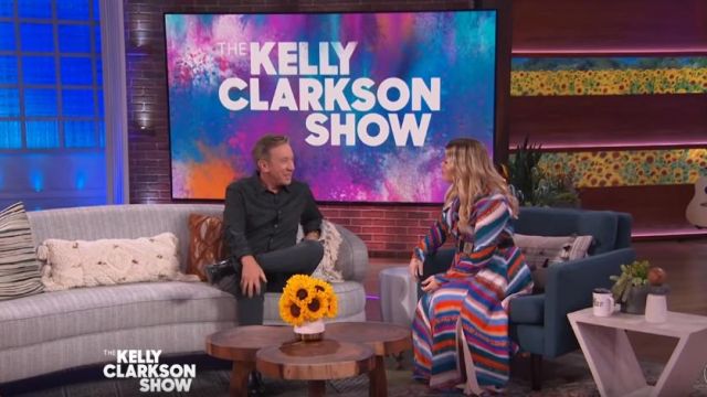 Altuzarra Verseau Rayé Jupe en Soie porté par Kelly Clarkson sur L'Kelly Clarkson Montrer le 19 Mars 2020