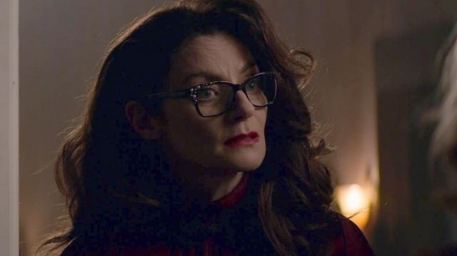 Black Pearl adorned Eyeglasses worn by Mary Wardwell (Michelle Gomez) in Chilling Adventures of Sabrina (S01E05)