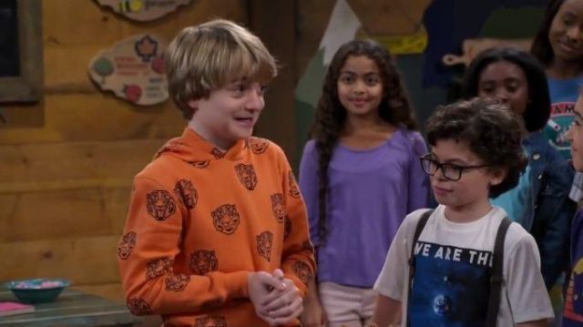 Orange Print Sweater worn by Finn Sawyer (Will Buie Jr) in BUNK'D Season 4 Episode 25