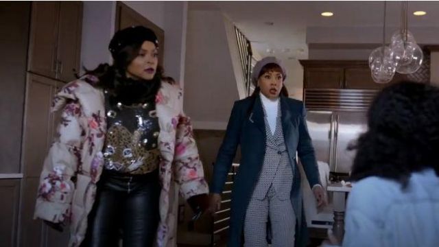 Beige Floral Puffer Coat worn by Cookie Lyon (Taraji P. Henson) in Empire Season 6 Episode 14
