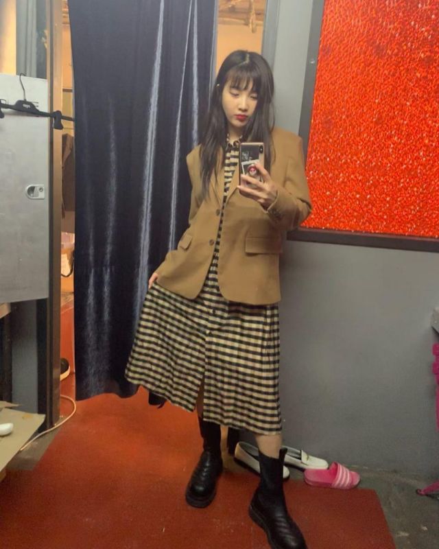 Smockée à Carreaux Midi Shirt de Robe de Joie sur Instagram account @_imyour_joy