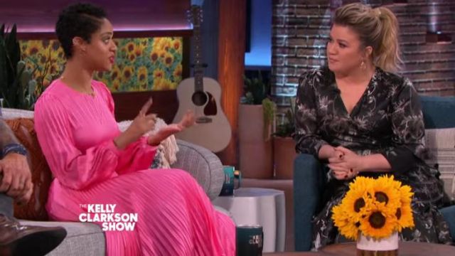 A.l.c. Naples Pleat­ed Cutout Dress worn by Tiffany Boone on The Kelly Clarkson Show March 25, 2020