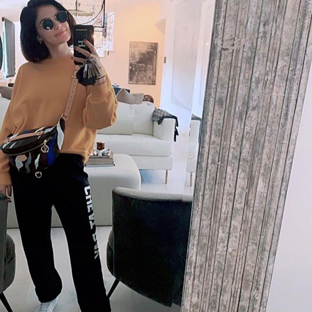 Private Party Cheat Day Sweat­pants worn by Lucy Hale Instagram Story March 26, 2020