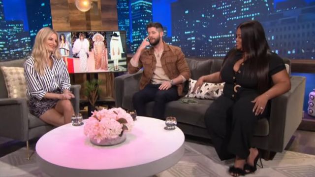 Olivia Rubin Libby Sequin Zebra Mini Skirt worn by Morgan Stewart on E! News March 27, 2020