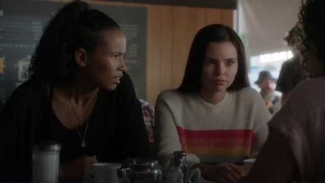 Rain­bow Striped Sweater worn by Ryn (Eline Powell) in Siren Season 3 Episode 1