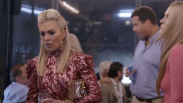 Pink Embellished Crystal Clutch worn by  Tinsley Mortimer  in The Real Housewives of New York City Season 12 Episode 1