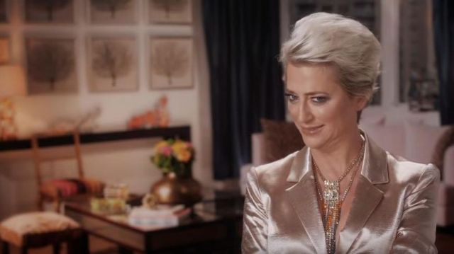 Pink Champagne Silk Blazer worn by Dorinda Medley in The Real Housewives of New York City Season 12 Episode 1
