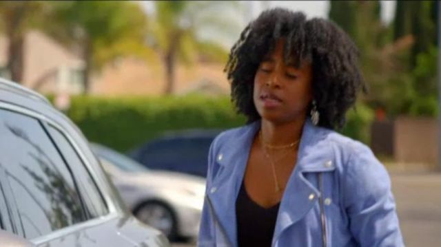 Blue leather jacket worn by Taylor Harding (Kirby Howell-Baptiste) in ...