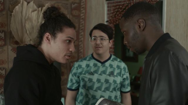 The green jersey Adidas worn by Brahim (Brahim Bouhlel) in Validated (S01E10)