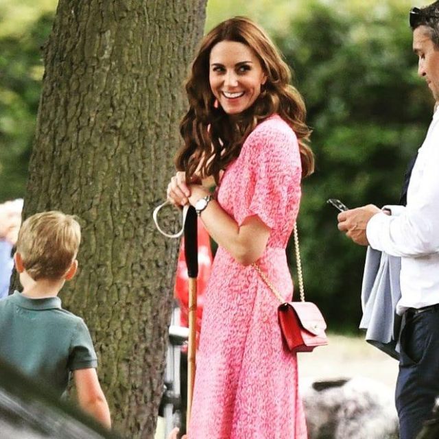 L.K Bennett pink dress worn by Kate Middleton at the Polo Club in Wokingham in England July 10, 2019