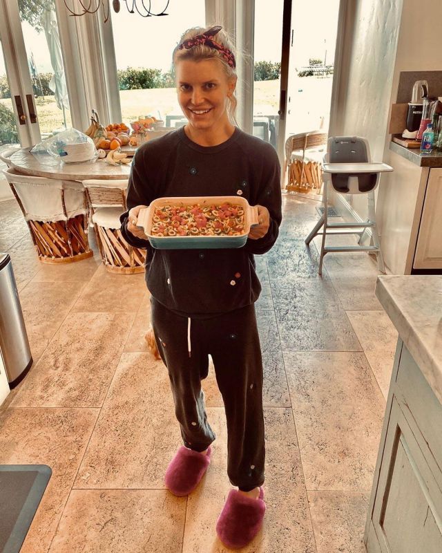 Mou Sheepskin Mules worn by Jessica Simpson Instagram Pic April 4, 2020
