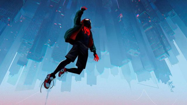 The pair of Nike Air Jordan 1-Chicago worn by Miles Morales (Shameik Moore) in the film Spider-Man : New Generation 