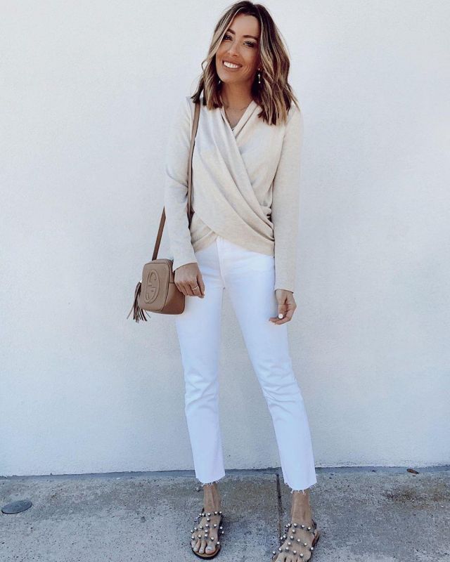 Agolde White Crop Jeans de Jaime Shrayber en la cuenta de Instagram @jaimeshrayber
