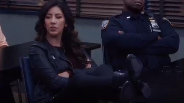 Faux Leather Mo­to Jack­et worn by Rosa Diaz (Stephanie Beatriz) in Brooklyn Nine-Nine Season 7 Episode 11