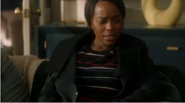 Black Striped Sweater worn by Michaela Pratt (Aja Naomi King) in How to Get Away with Murder Season 6 Episode 11