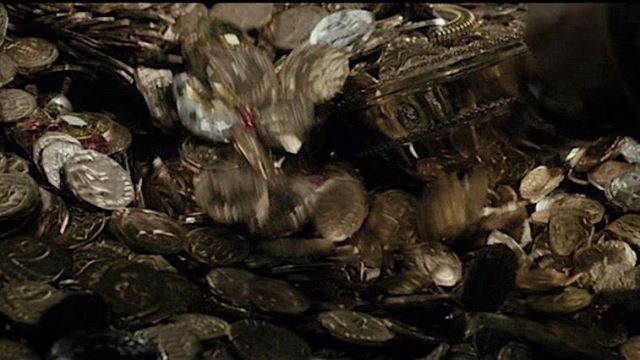 La réplique des pièces d'or de Bilbo (Martin Freeman) dans le film Le Hobbit : La Désolation de Smaug