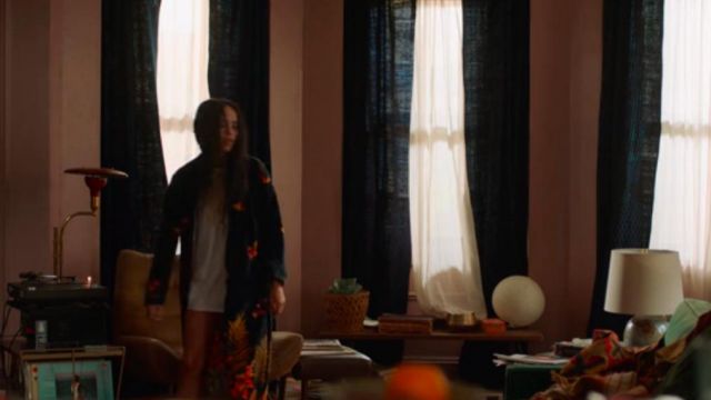 Floor Length Embroidered Duster Coat worn by Robyn 'Rob' Brooks (Zoë Kravitz) as seen in High Fidelity (S01E01)