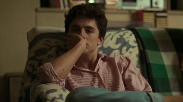 Red Striped shirt worn by Elio Perlman (Timothée Chalamet) as seen in Call Me By Your Name movie