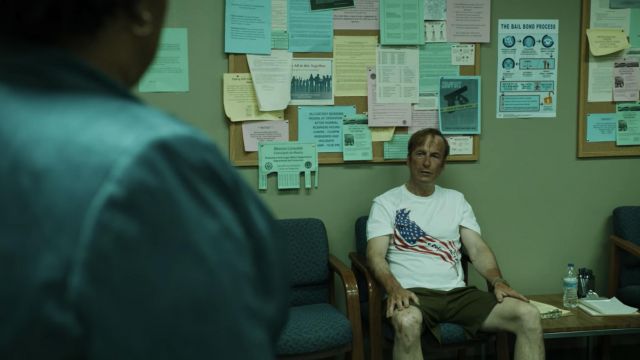 United States Flag T-shirt worn by Jimmy McGill (Bob Odenkirk) as seen in Better Call Saul (S05E09)